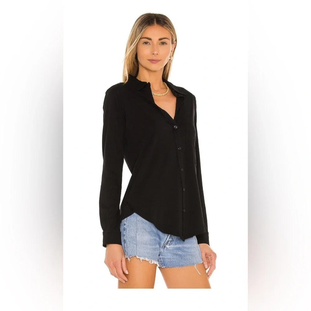 Bobi Light Weight Jersey Button Up in Black. Size XS. New Without Tags. - Picture 3 of 7